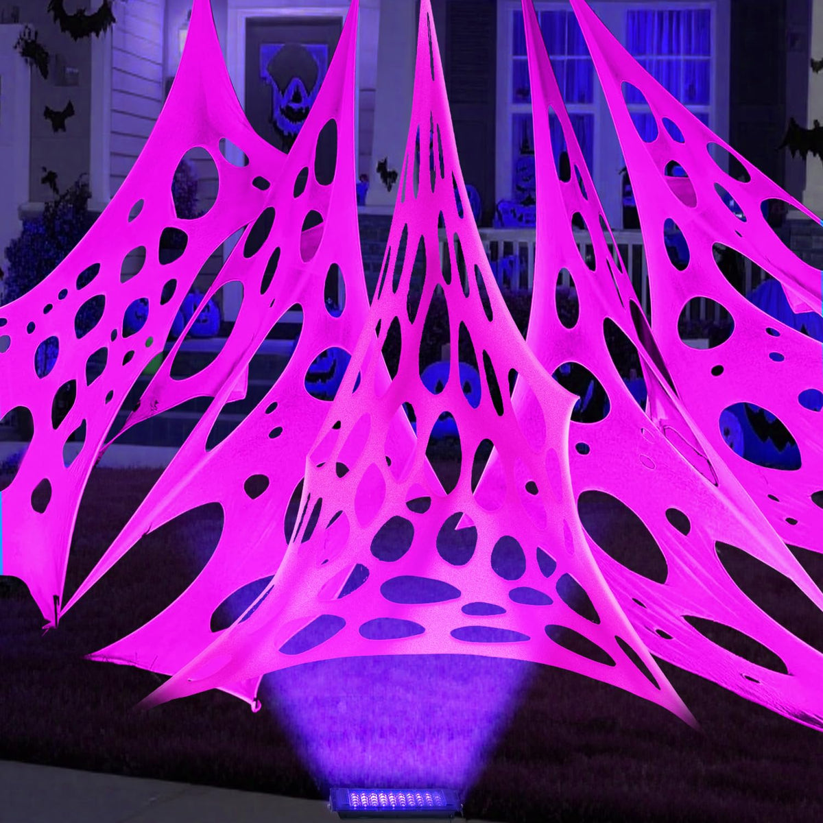wymulot Glow in the Dark Spider Web 17ft x 7ft with black light