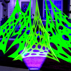 wymulot Glow in The Dark Spider Web front view with black light