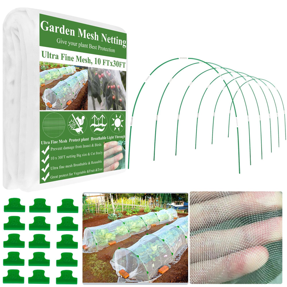 WYRJXYB Garden Mesh Netting Kit 10x30FT with hoops
