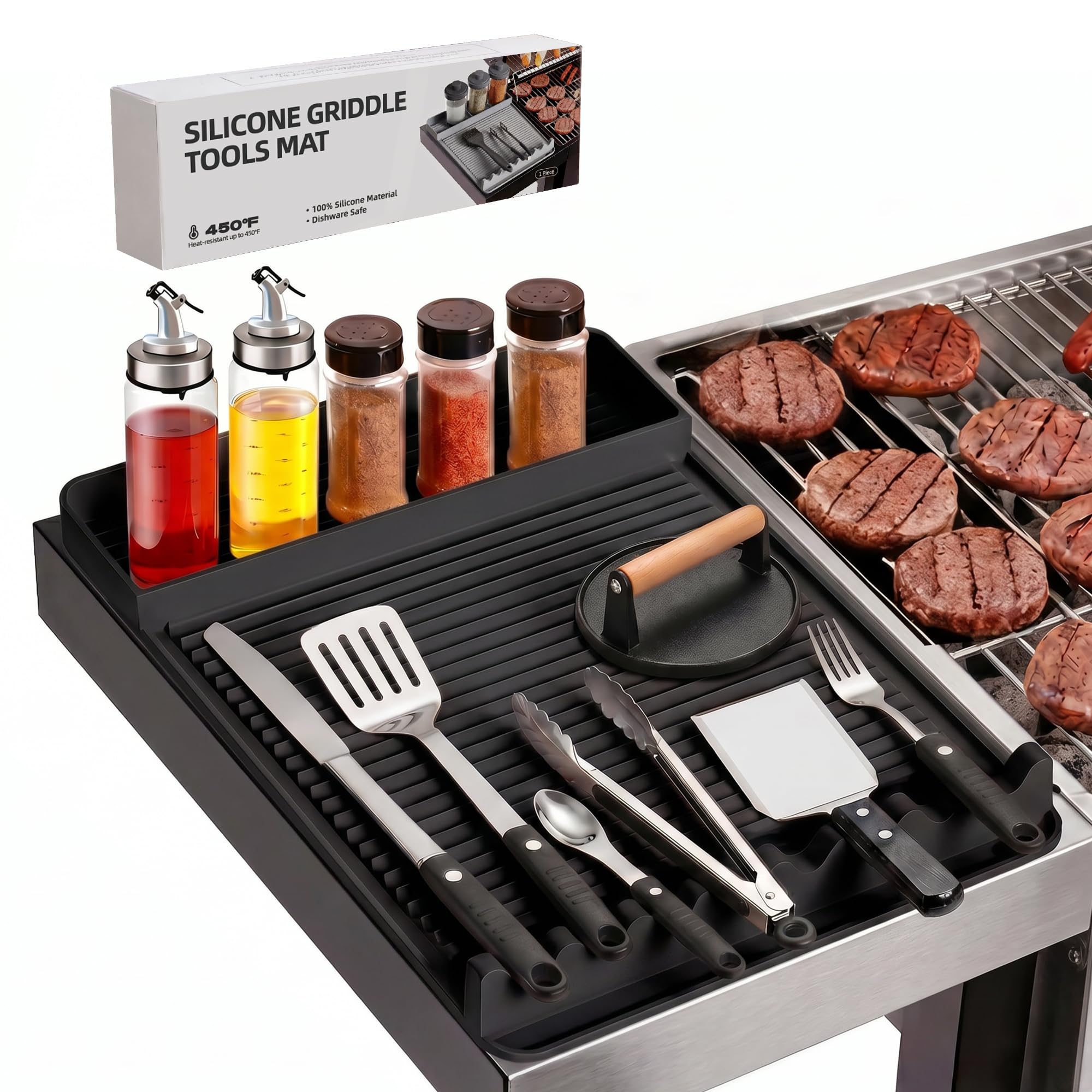 WZGUSXN Silicone Grill Mat black front view