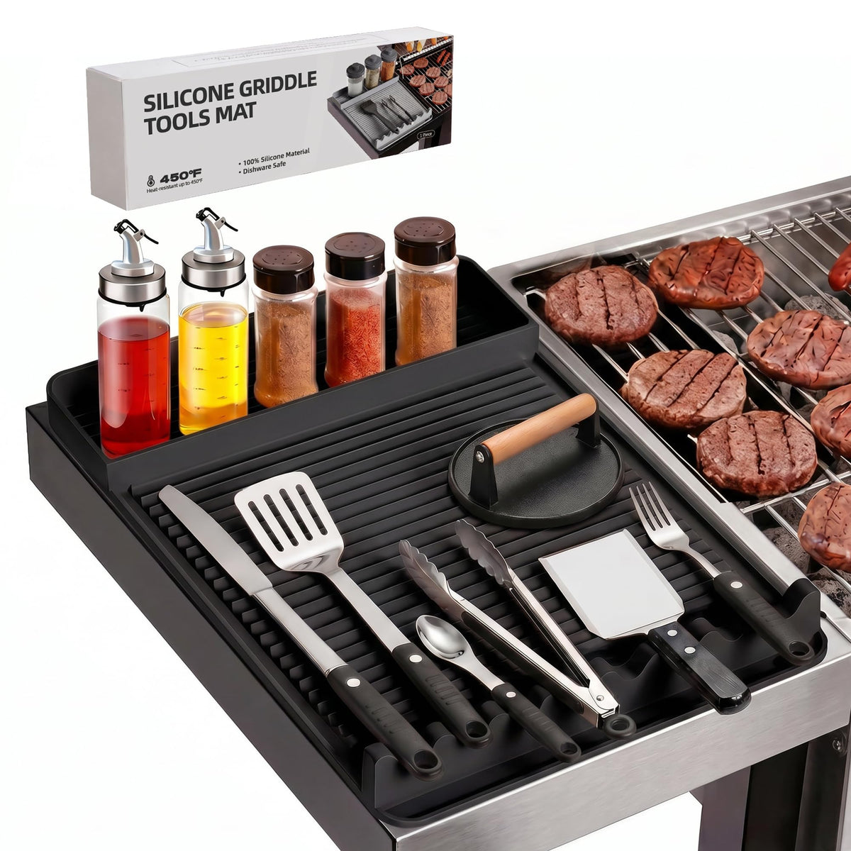 WZGUSXN Silicone Grill Mat black front view