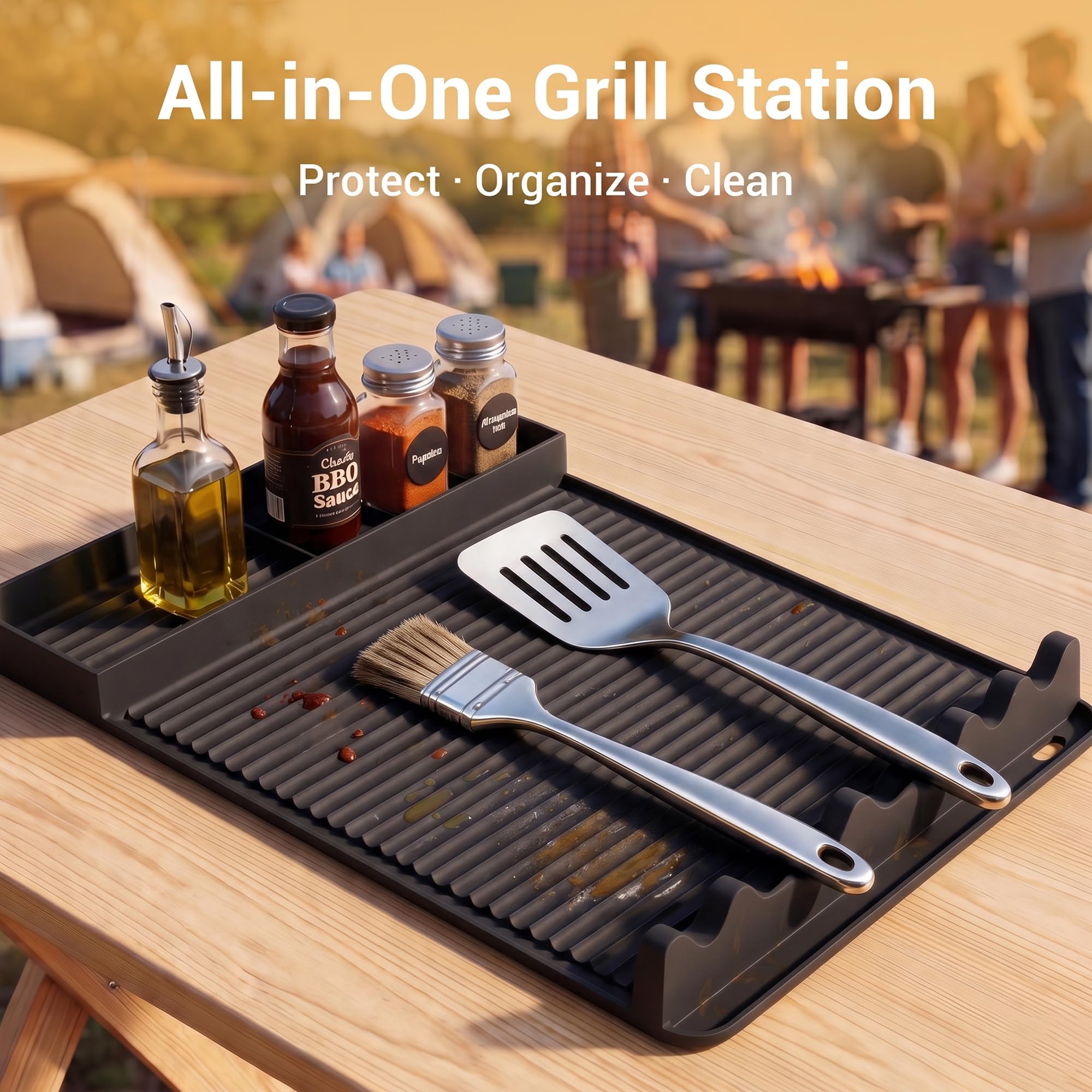 WZGUSXN Silicone Grill Mat black texture