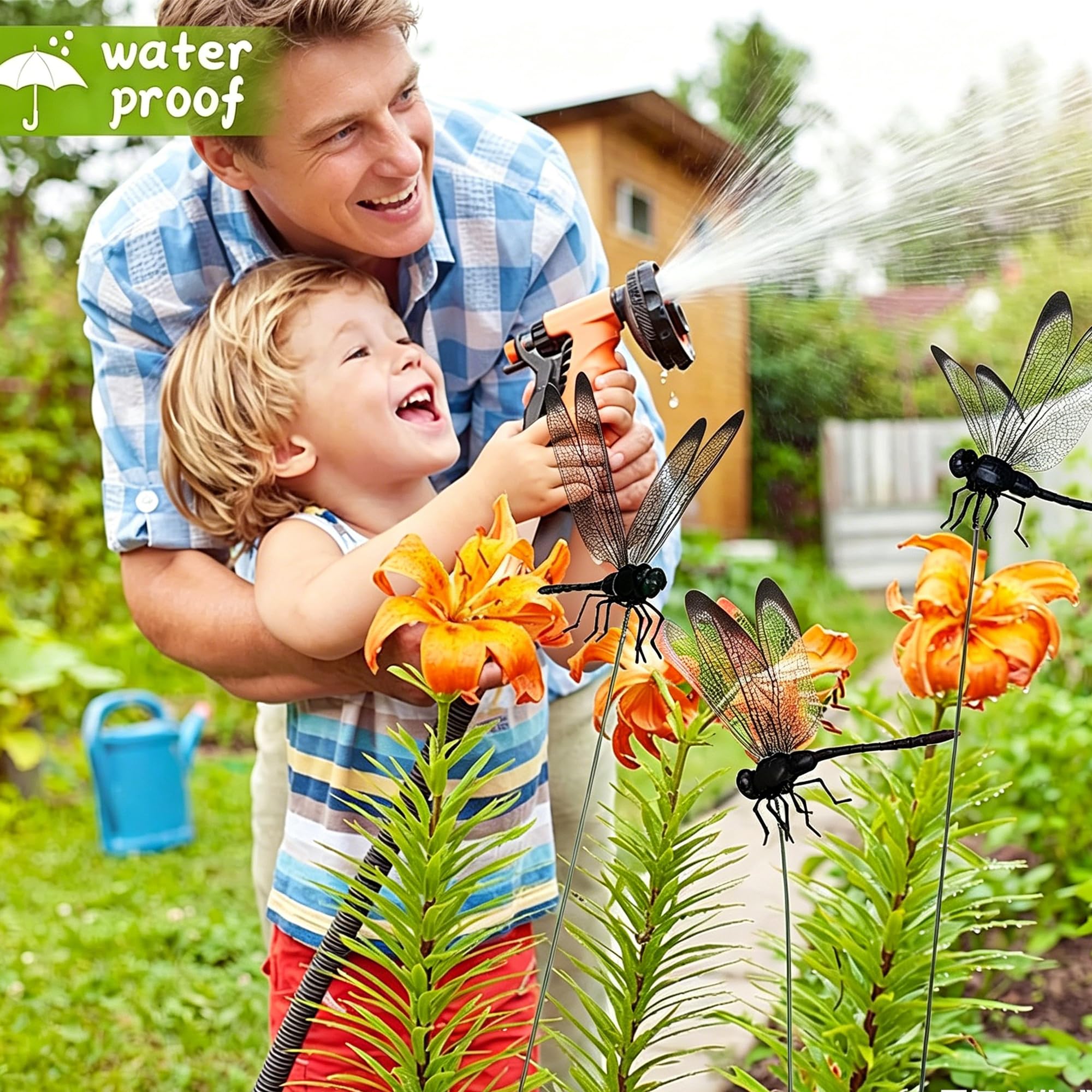 Xandova dragonfly clips in a natural garden setting