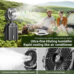 XAP Portable Misting Fan side view showing mist output