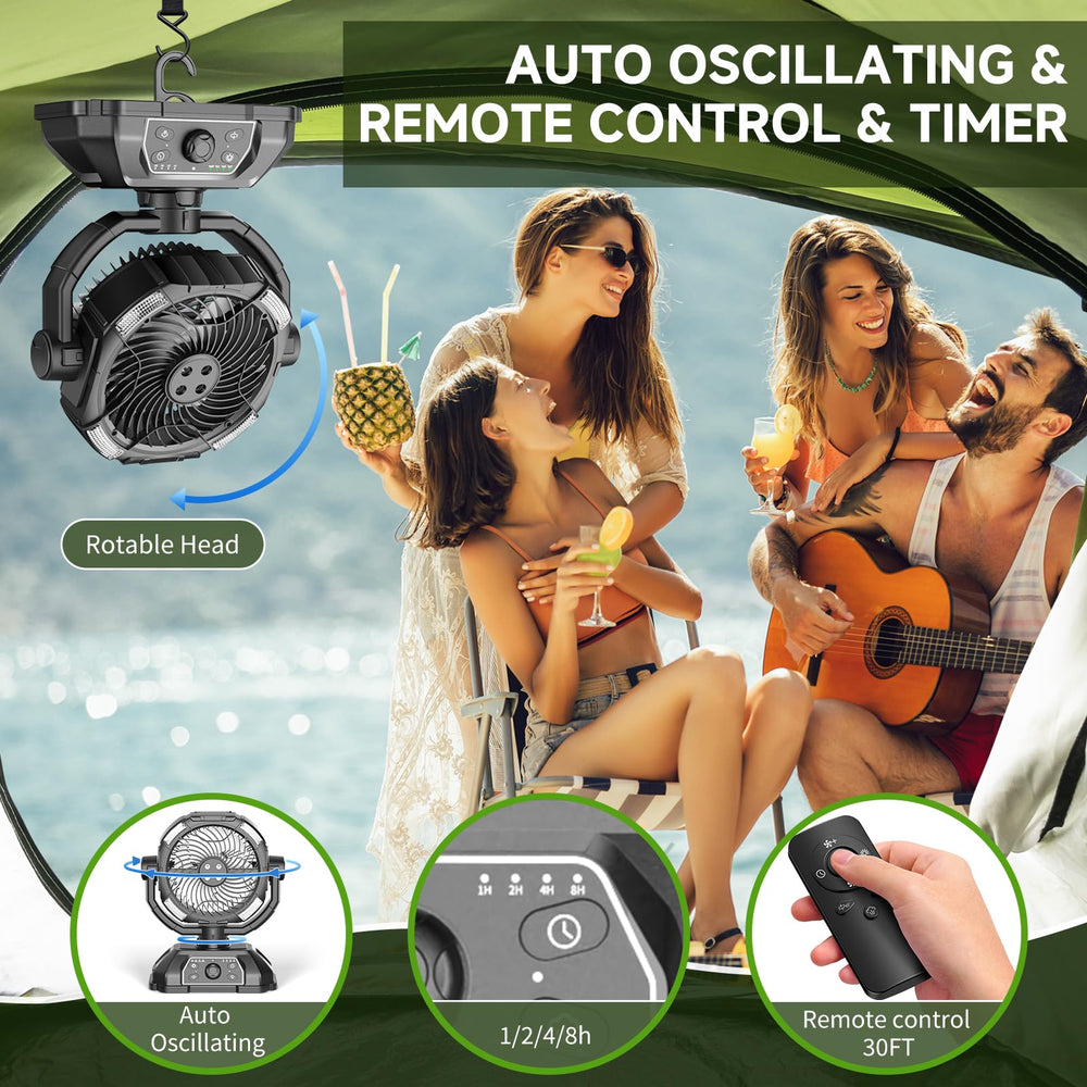XAP Portable Misting Fan with battery indicator on