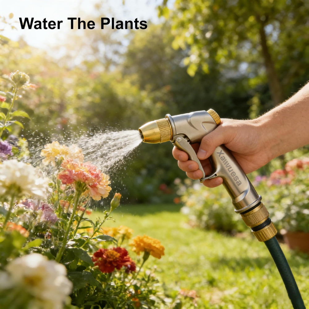 Xawuesa Garden Hose Nozzle demonstrating the high-pressure jet spray