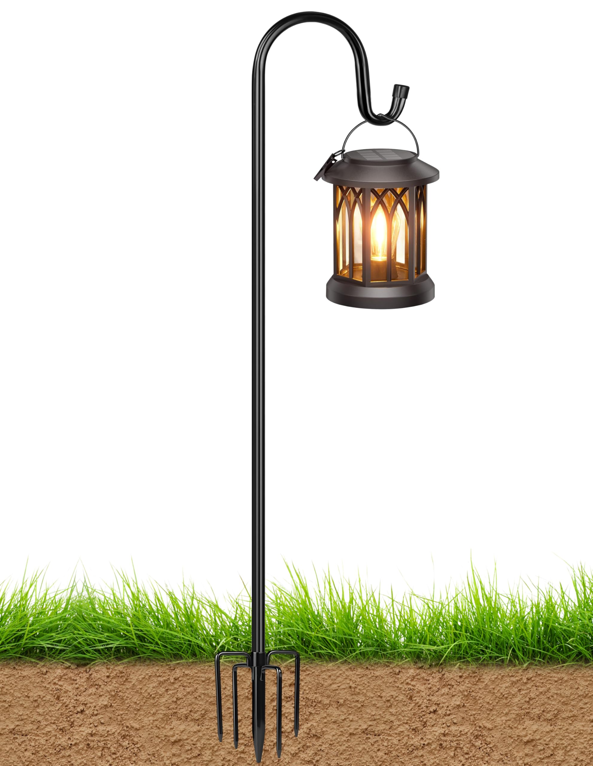 XDW-GIFTS Bird Feeder Pole 45 inch black metal design front view