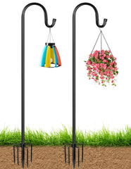 XDW-GIFTS Bird Feeder Pole 92 Inch black shepherd hook front view