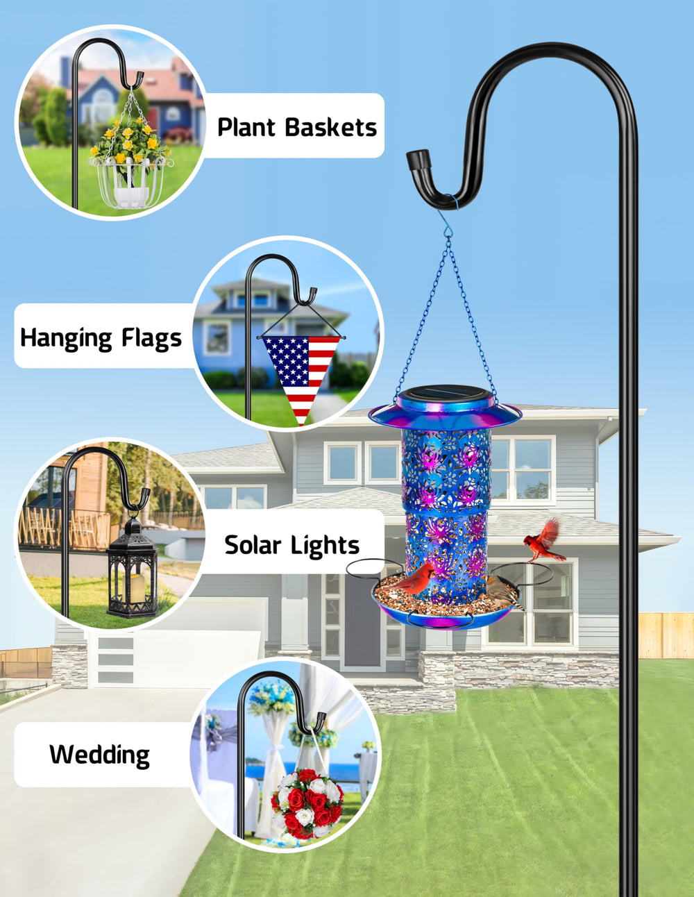 XDW-GIFTS Bird Feeder Pole displayed with bird feeder