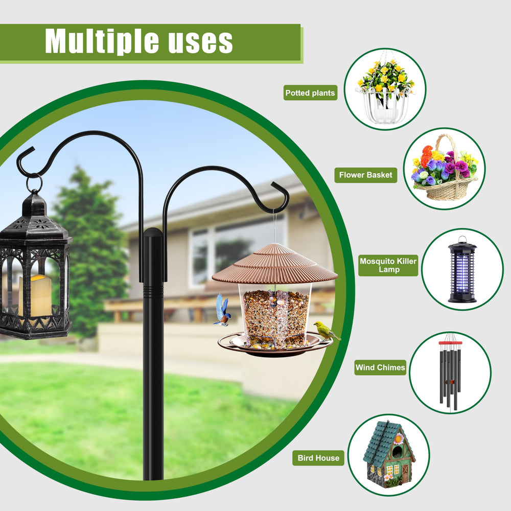 XDW-GIFTS Double Shepherds Hooks 76 Inch with solar lanterns
