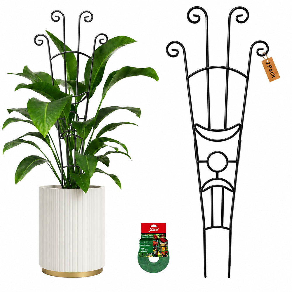 Xeeol 32.6in plant trellis front view, black metal