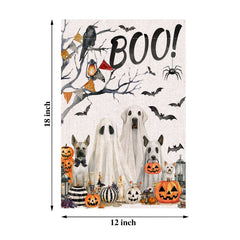 xepaxon Halloween Boo Garden Flag back view, vibrant design