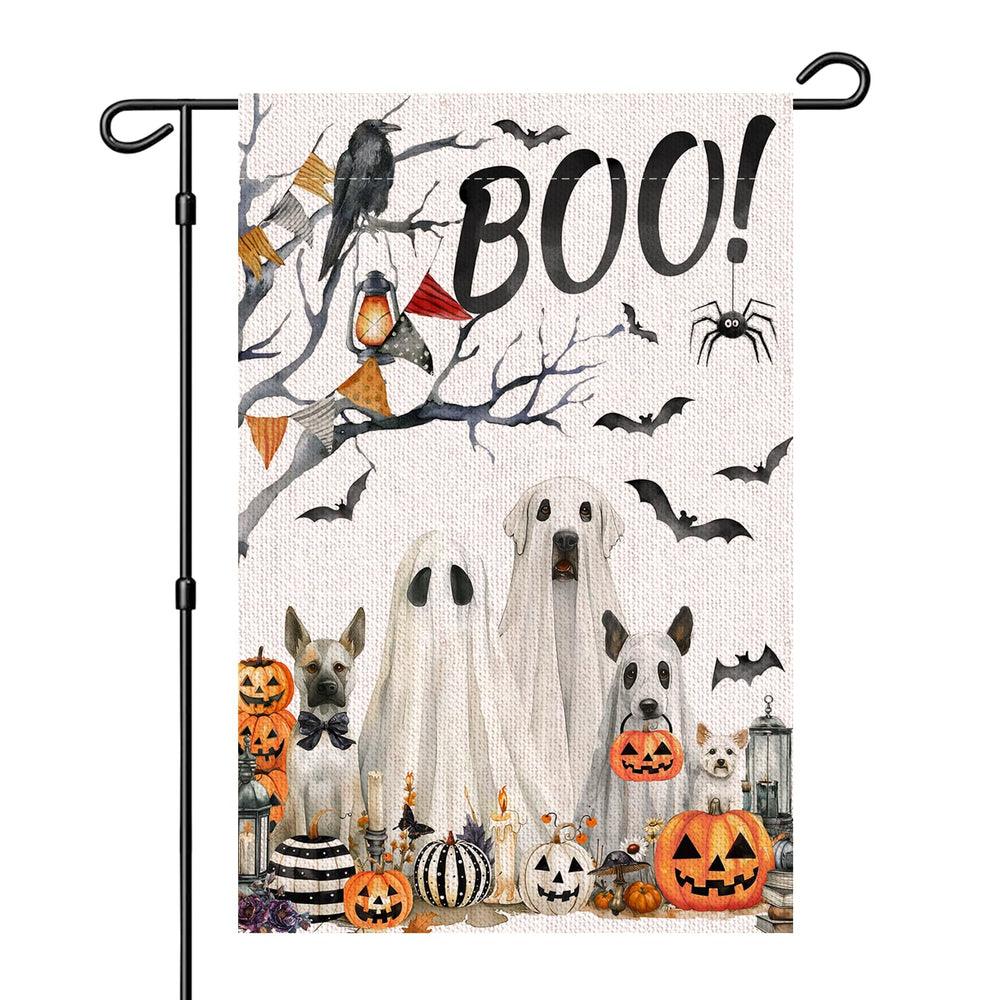 xepaxon Halloween Boo Garden Flag front view, 12x18 inches