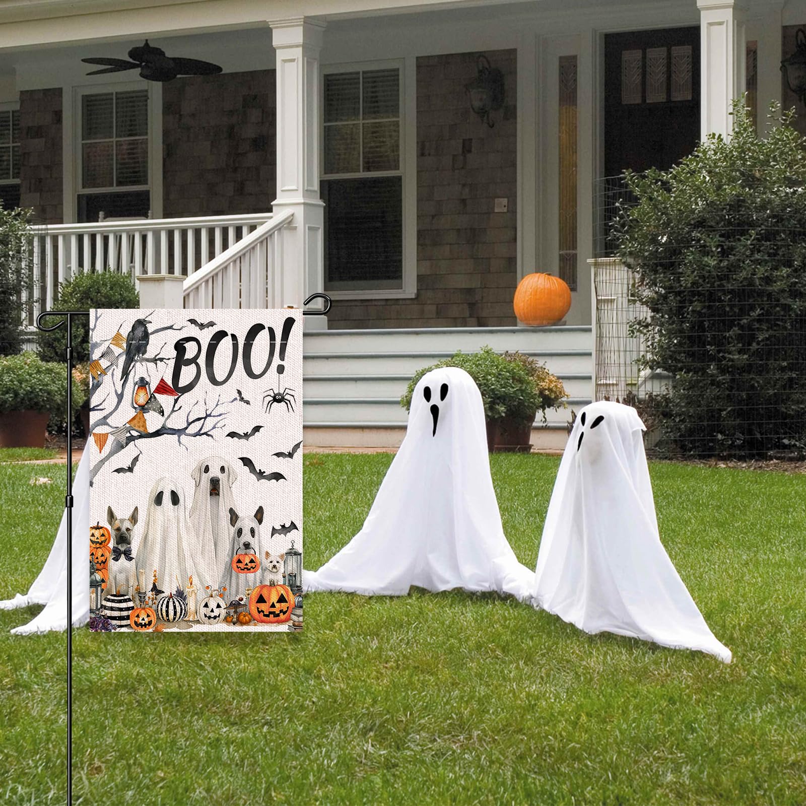 xepaxon Halloween Boo Garden Flag with spooky graphics
