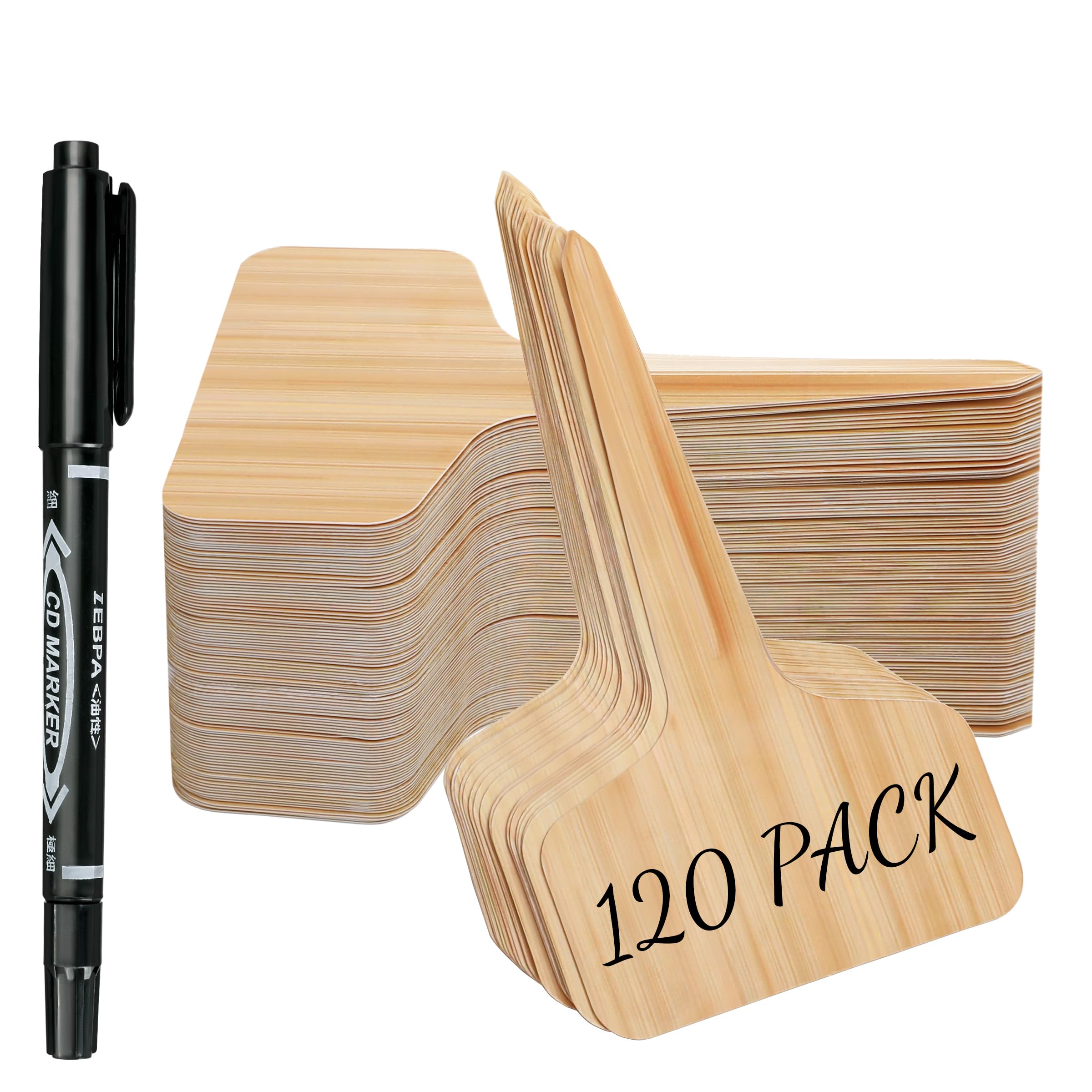 Xgunion Plant Labels 120Pcs brown garden tags with pen