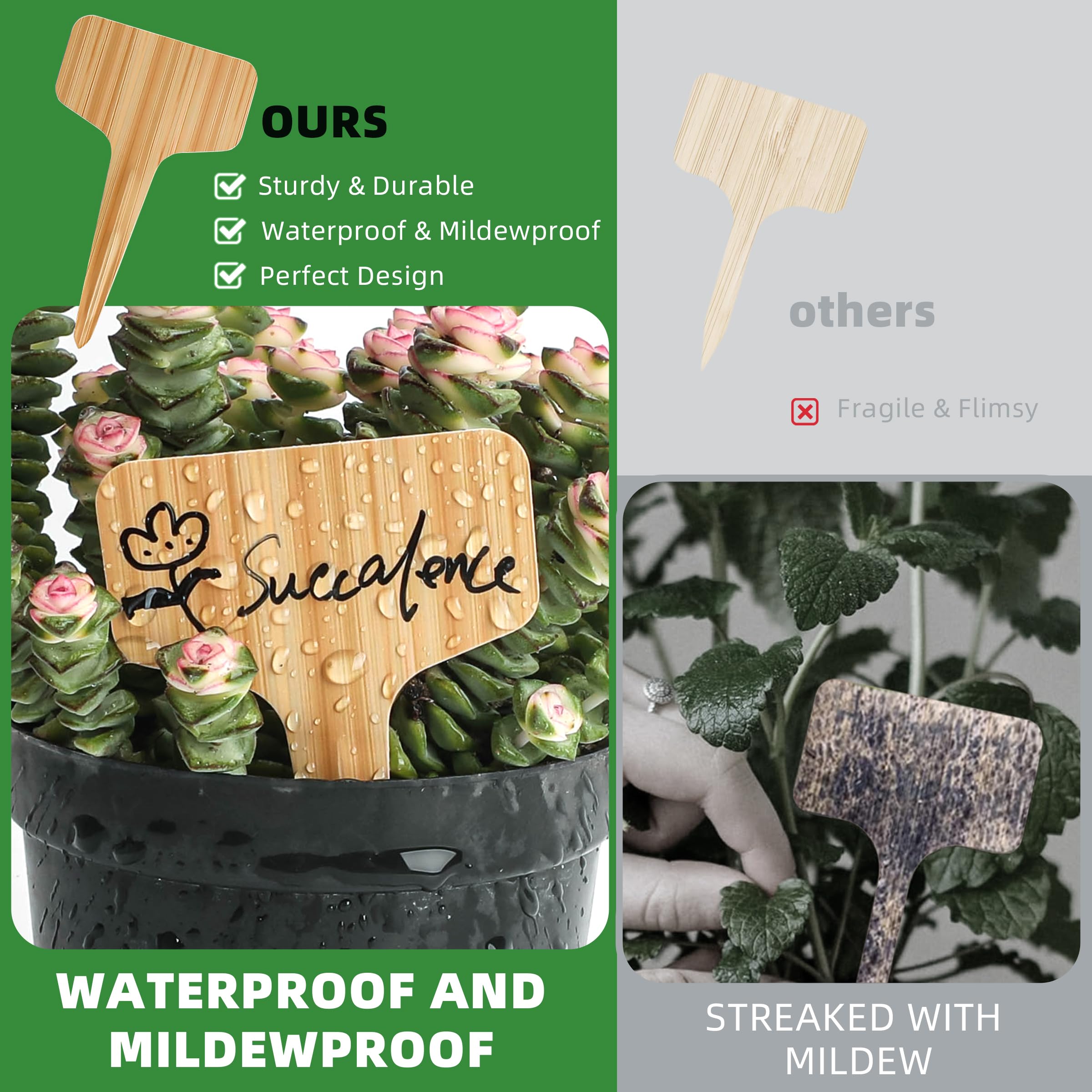 Xgunion plant tags inserted into soil of a flower pot