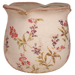 Xiaan Jiaju Ceramic Flower Pot front view in Cottage Meadow