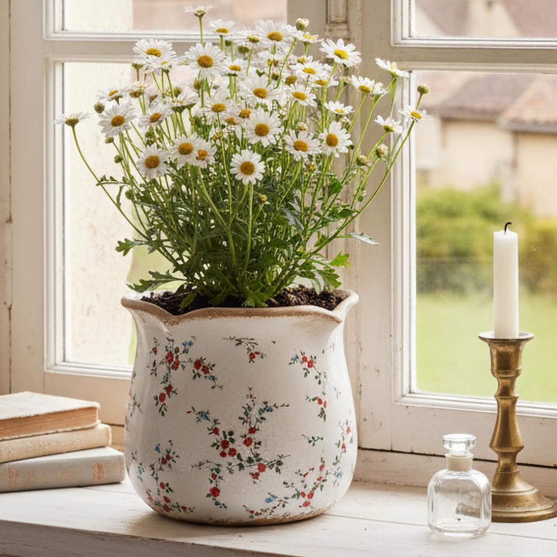 Xiaan Jiaju Ceramic Flower Pot side view showing distressed details