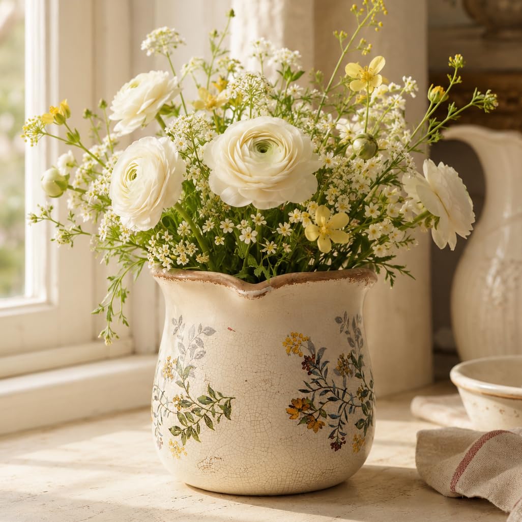 Xiaan Jiaju ceramic flower vase with flowers in a cozy interior setting