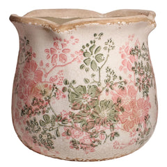 Xiaan Jiaju ceramic plant pot in pastel meadow colour, front view