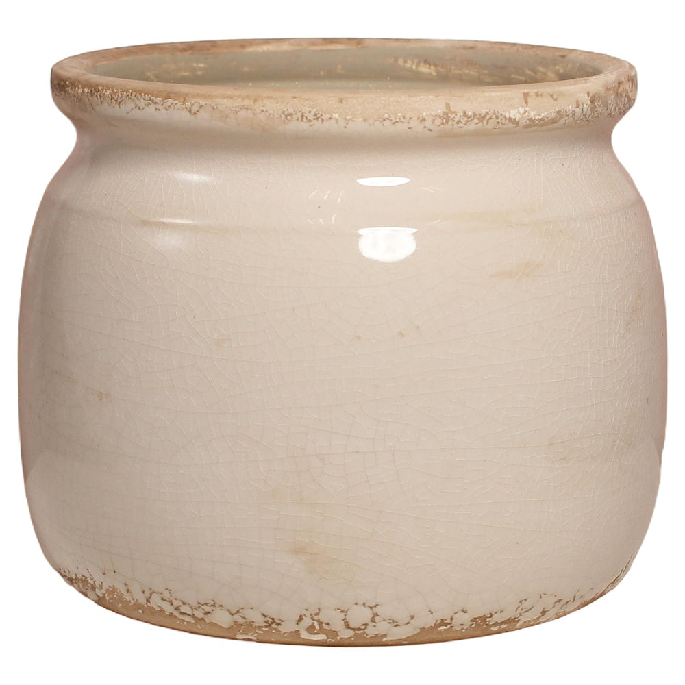 Xiaan Jiaju Ceramic Planter front view in Antique Ivory