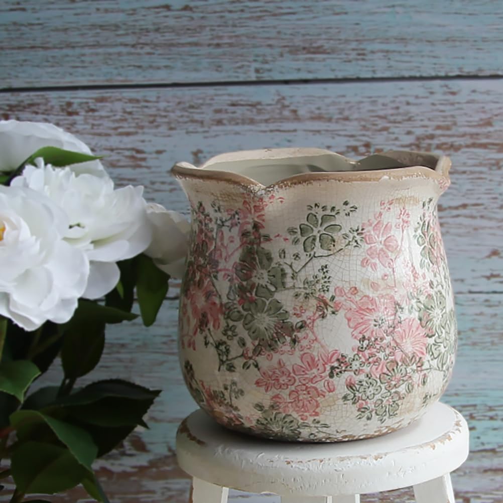 Xiaan Jiaju pastel meadow ceramic plant pot with greenery