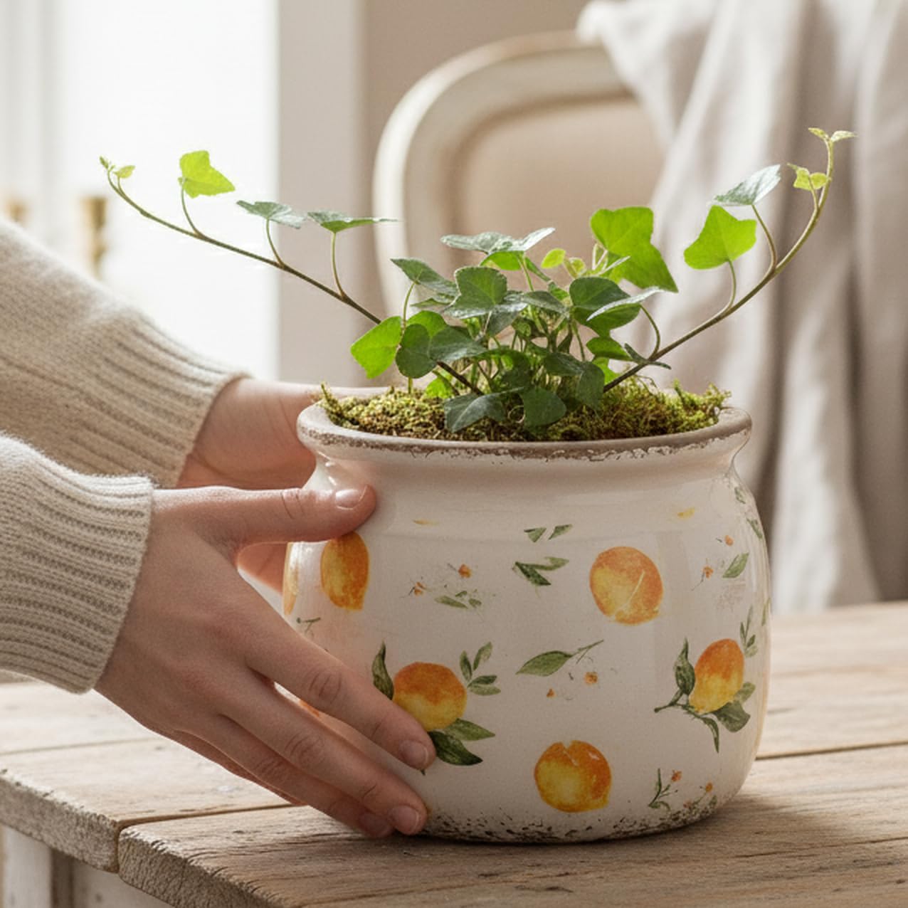 Xiaan Jiaju planter with succulent plants in a stylish setting