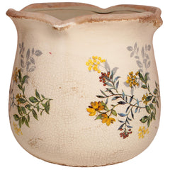 Xiaan Jiaju rustic ceramic flower vase front view with yellow blooms