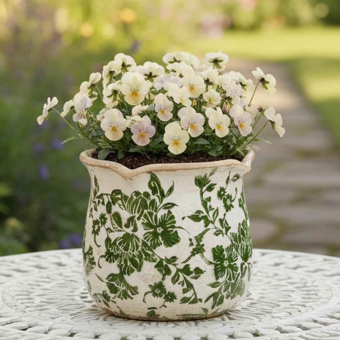Xiaan Jiaju Vintage Ceramic Plant Pot with distressed details