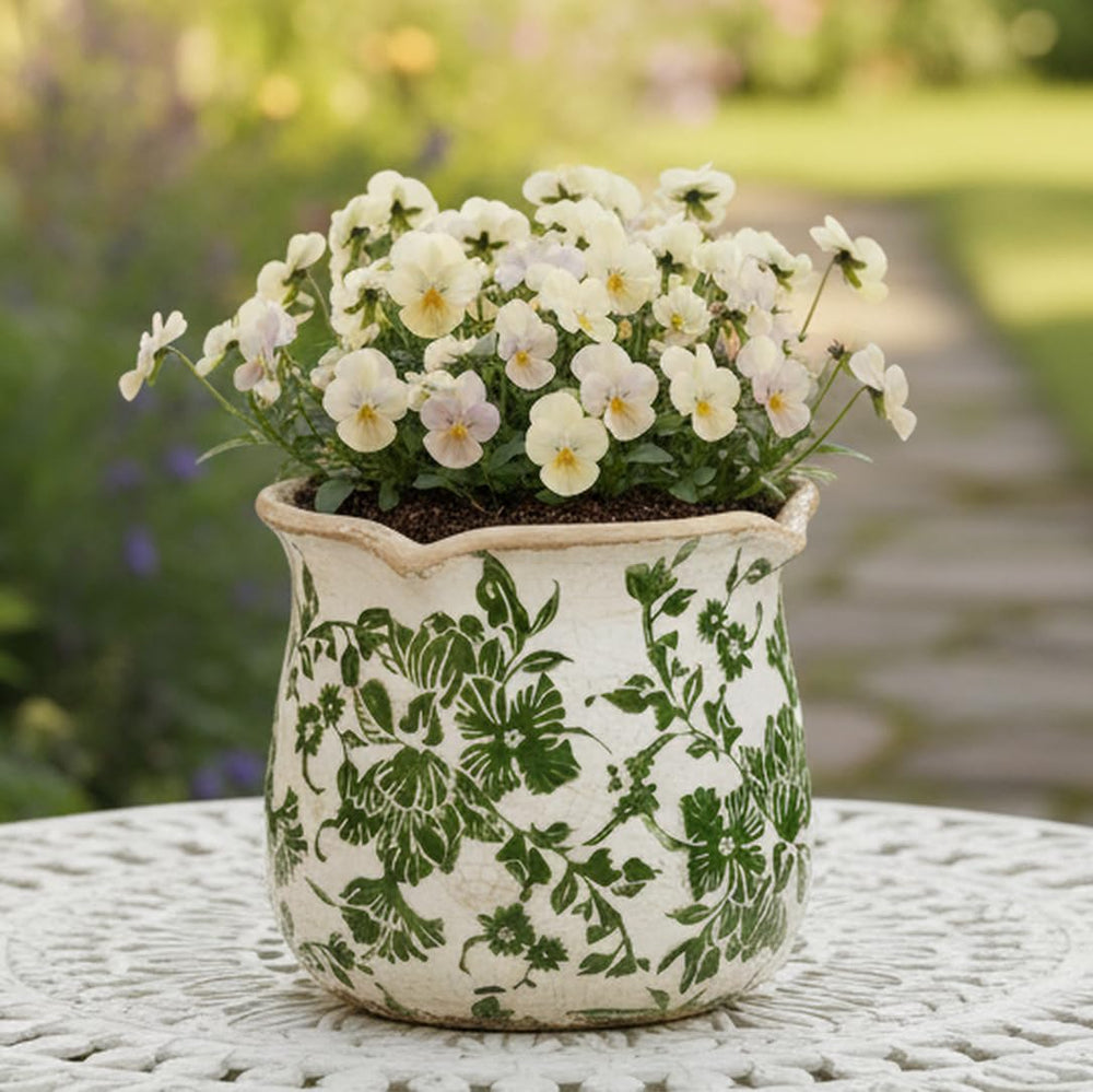 Xiaan Jiaju Vintage Ceramic Plant Pot with distressed details