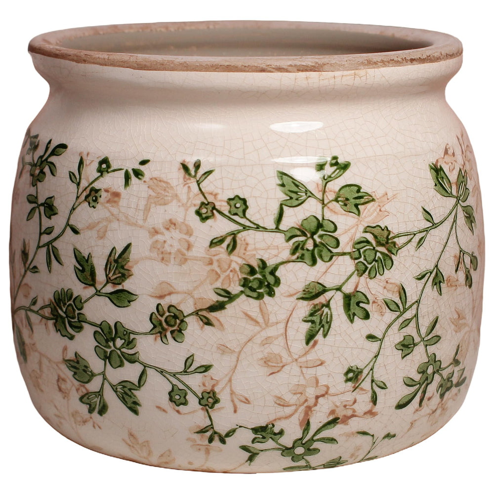 Xiaan Jiaju Vintage Ceramic Vase front view in sage beige