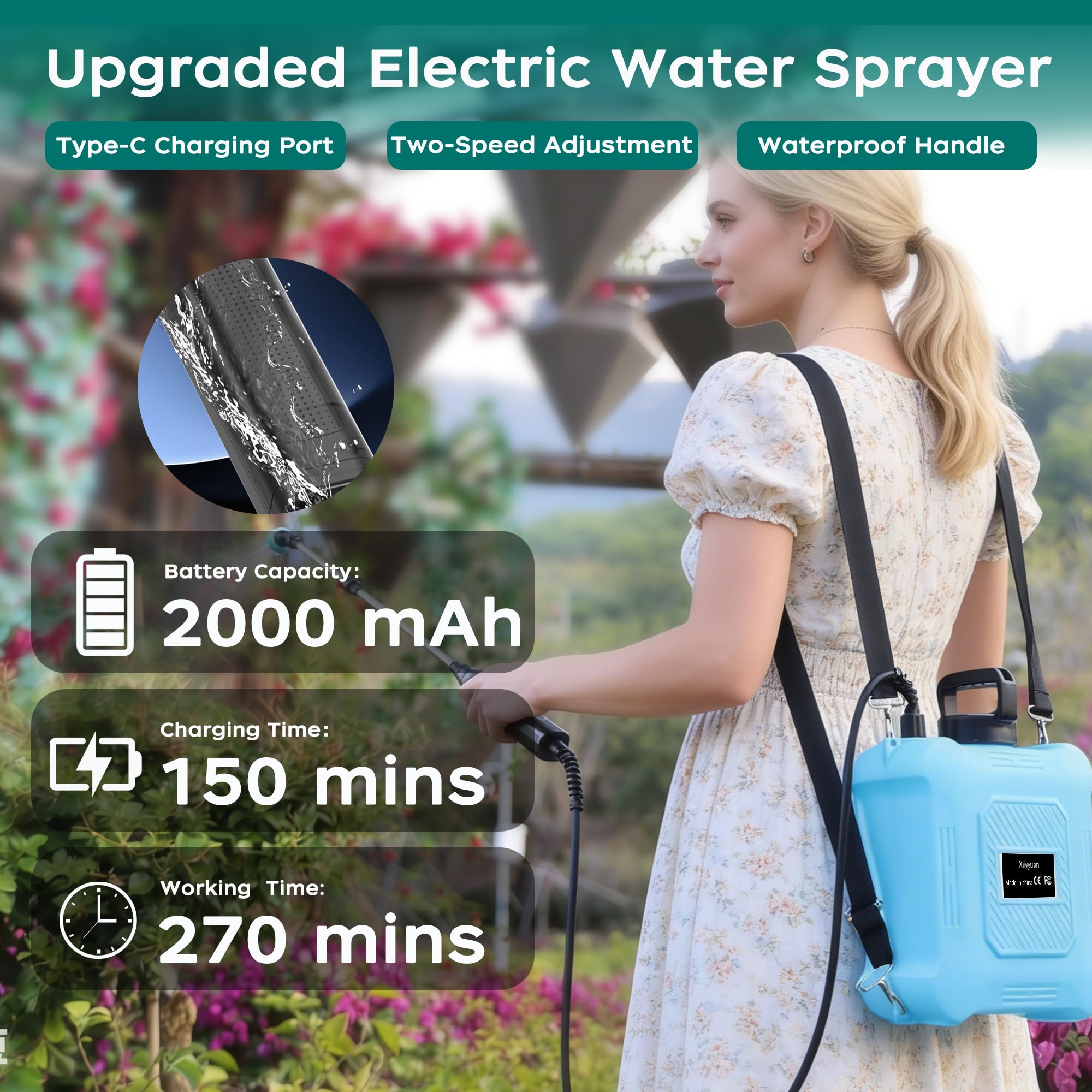 XILVYUAN electric sprayer showing multiple nozzles
