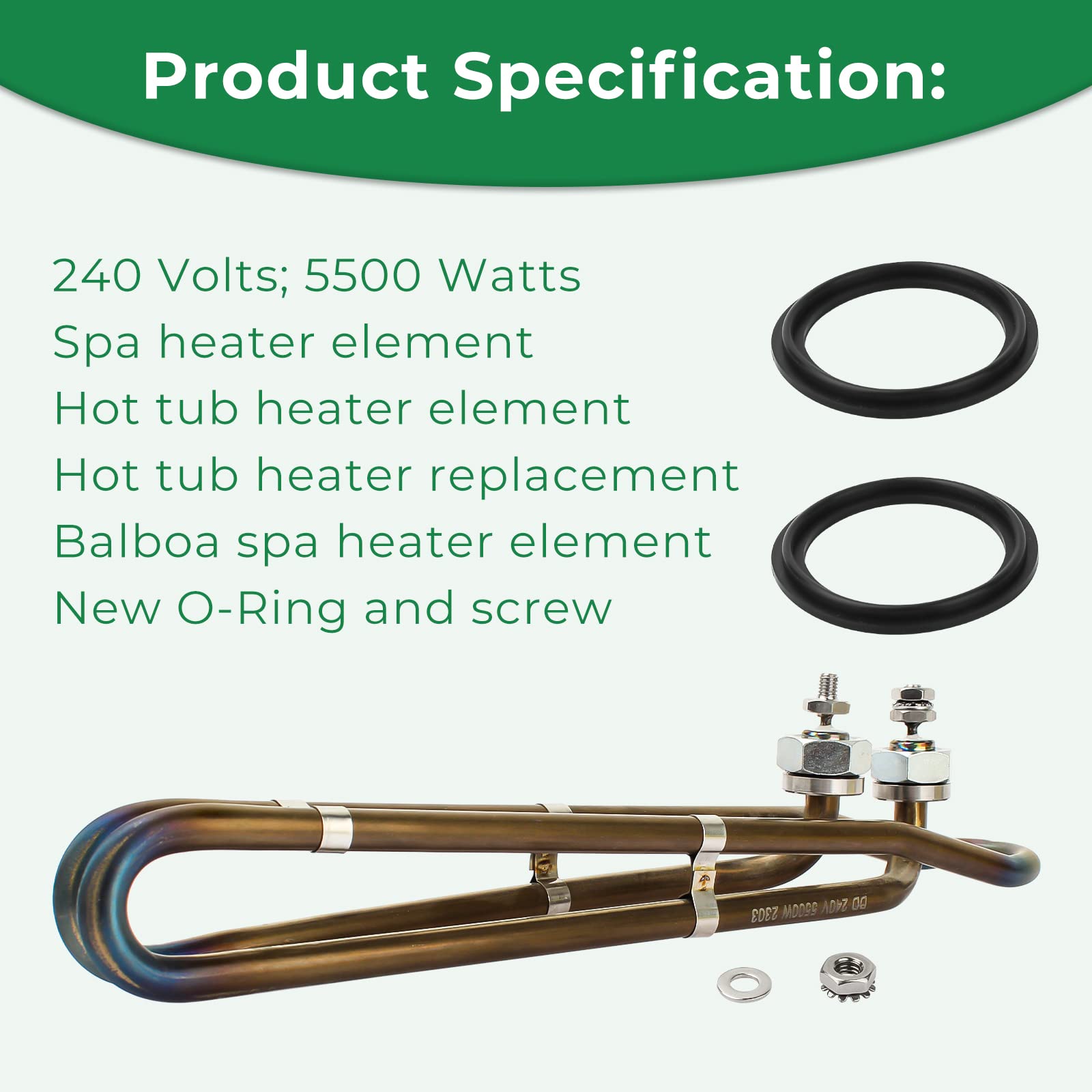 Ximoon heater element with o-rings and nuts