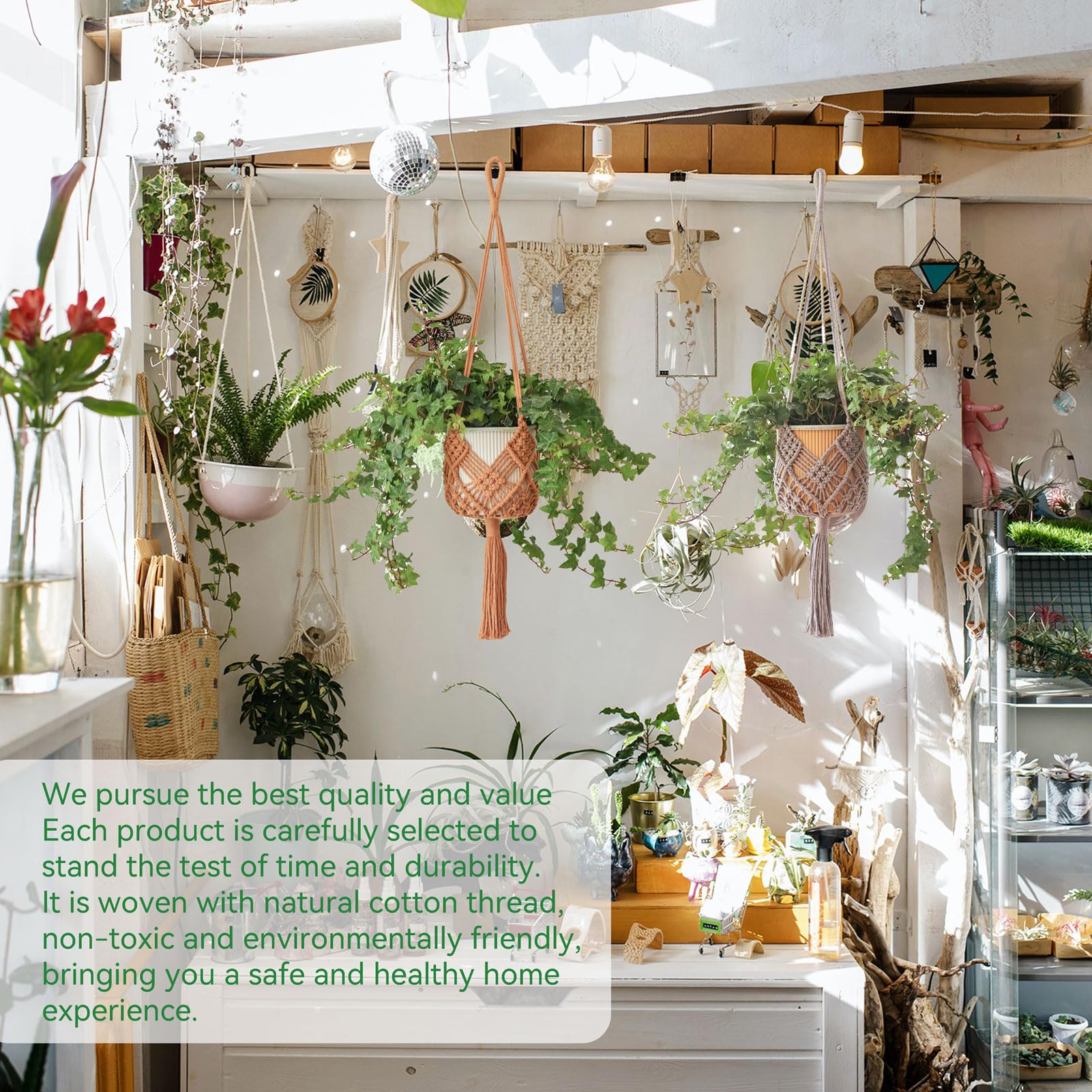 XINBOR macrame hanger with S-shaped stainless steel hook