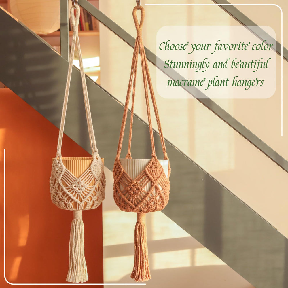 XINBOR macrame plant hanger in outdoor setting