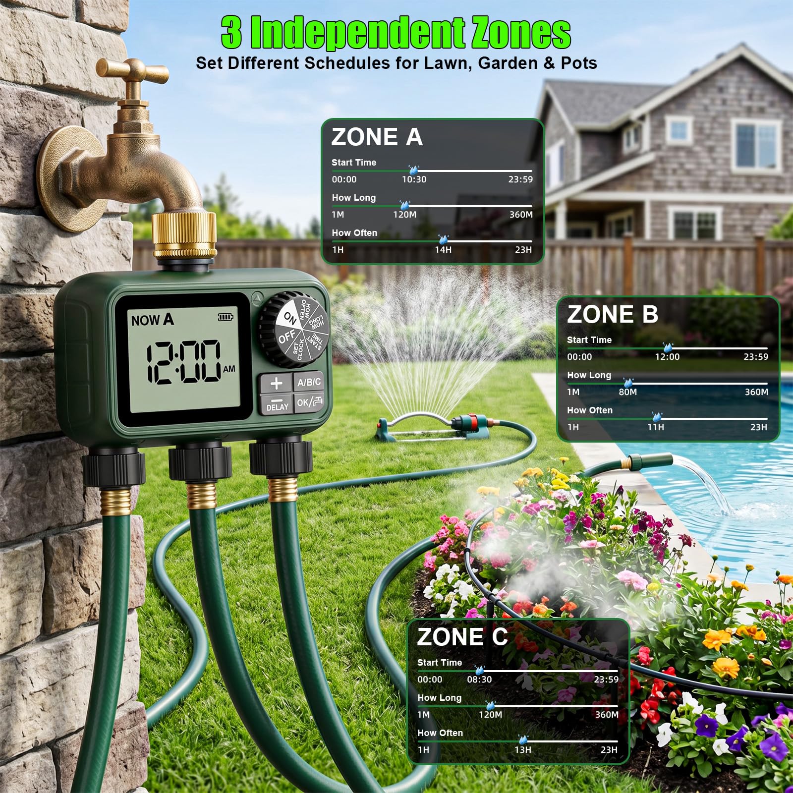 XinFuture Water Timer showing large LCD display