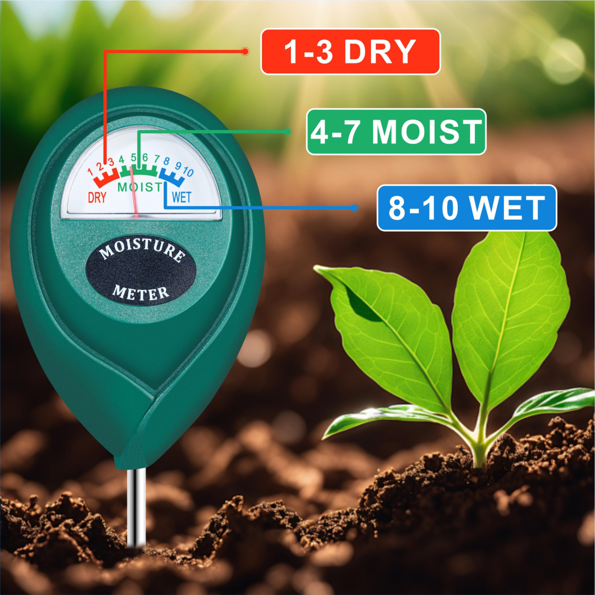 XLUX Soil Moisture Meter in a garden setting