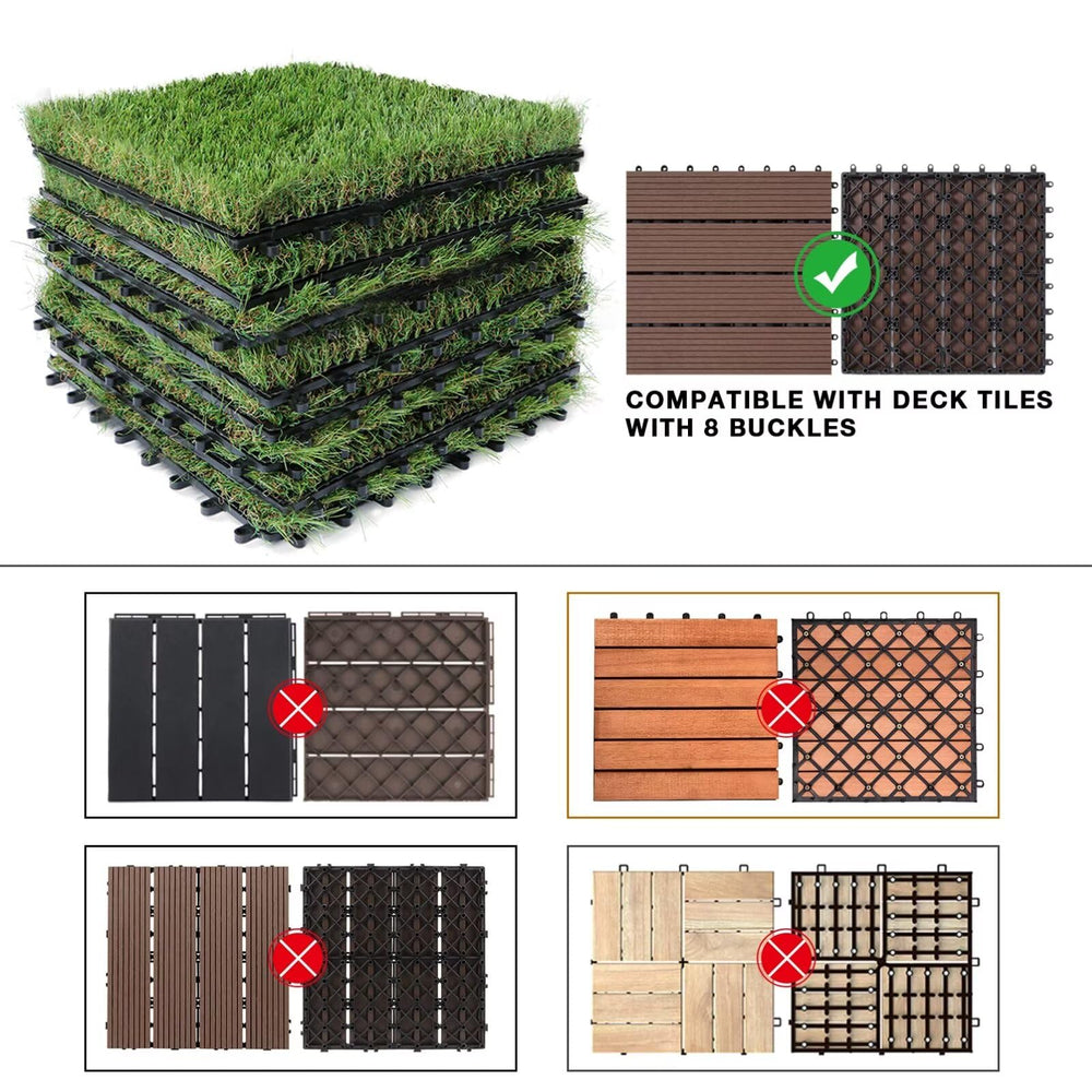 XLX TURF Artificial Grass Tiles close-up of drainage holes