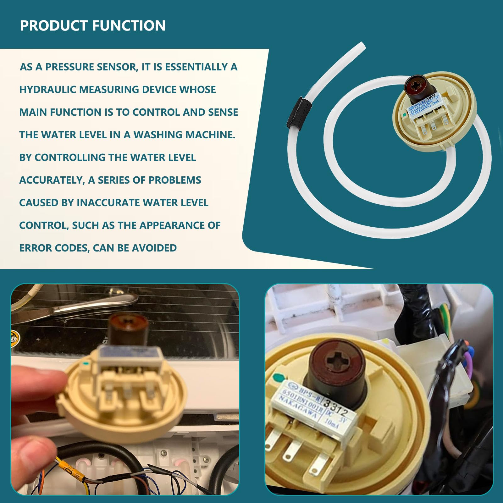 XMXZYX Washer Water Level Pressure Switch 6501EA1001R installation fittings