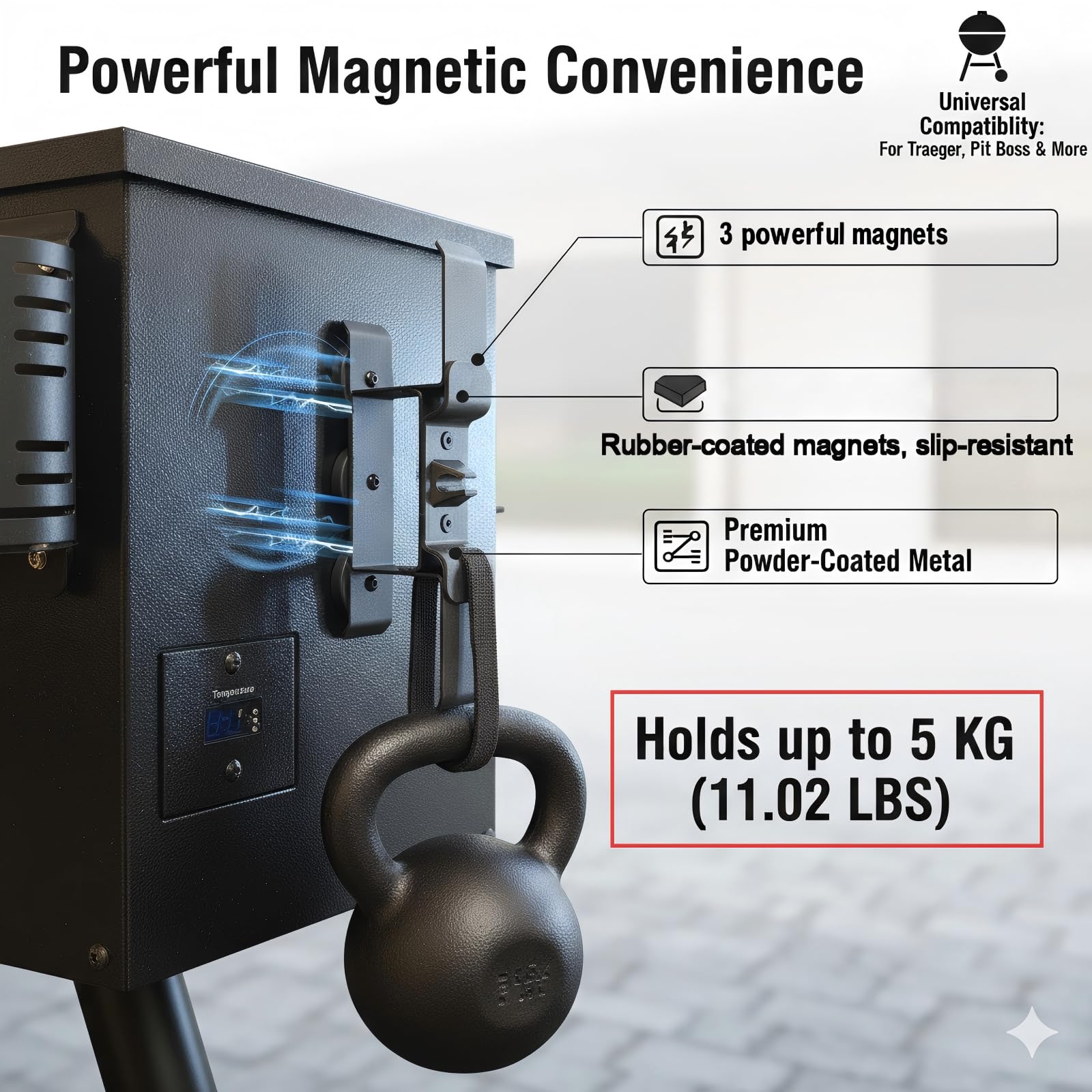 XOIEPZE Magnetic Power Cord Organizer on Traeger grill