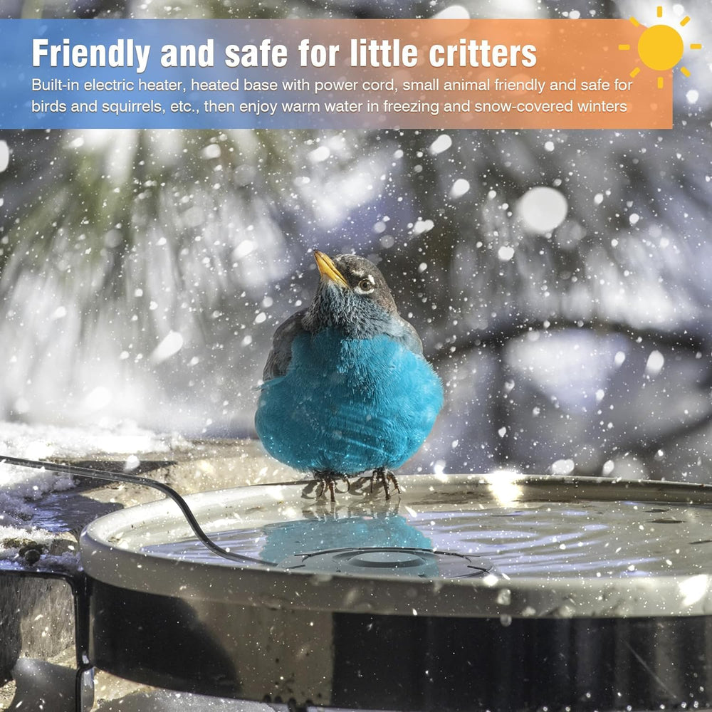 XpenGeny Bird Bath Heater with birds enjoying warm water