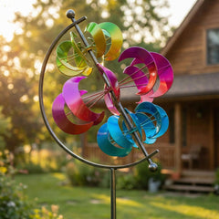 XPSCOCO Large Kinetic Solar Wind Spinner vibrant rainbow front view
