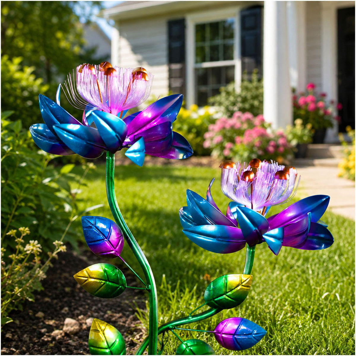 XPSCOCO Solar Wind Spinner 55" Blue Lotus Flower front view