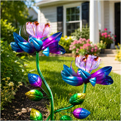 XPSCOCO Solar Wind Spinner 55" Blue Lotus Flower front view