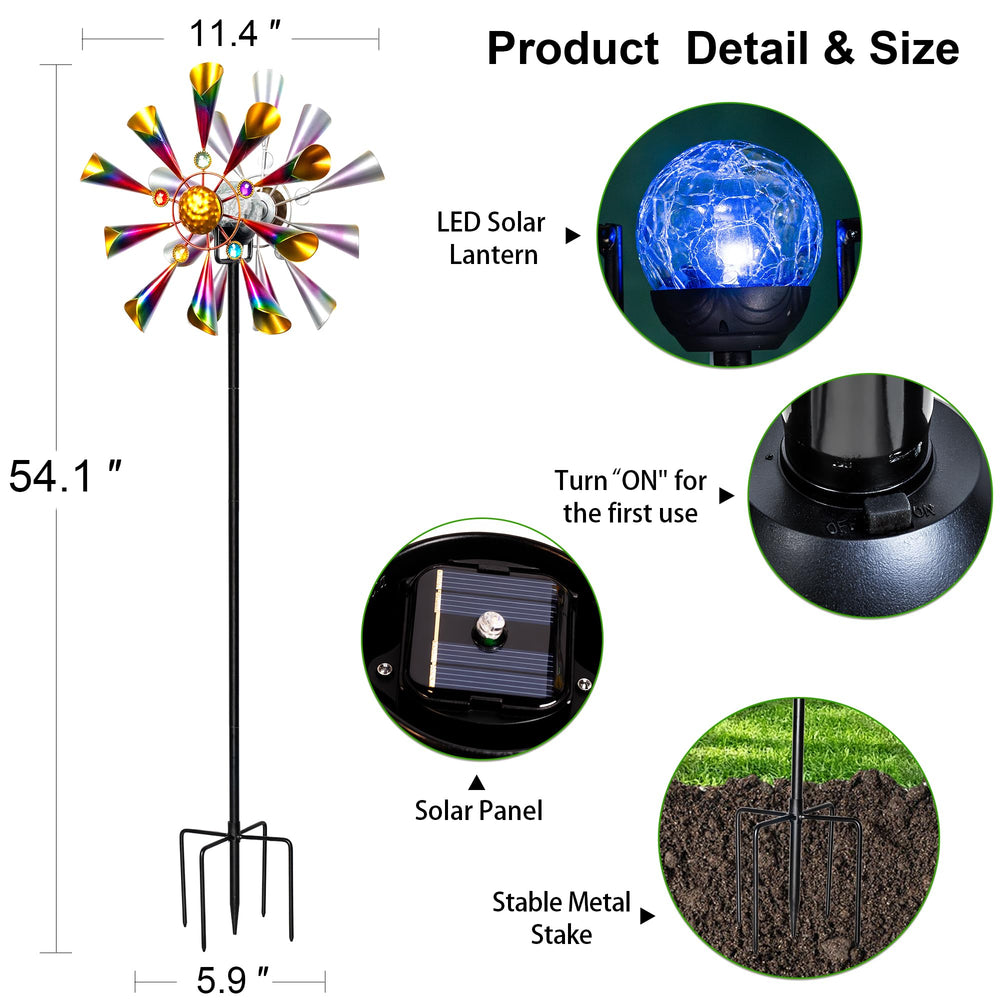 XPSCOCO Solar Wind Spinner in garden during daytime