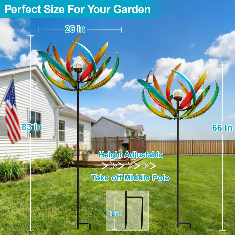 XPSCOCO wind spinner in a sunny garden setting