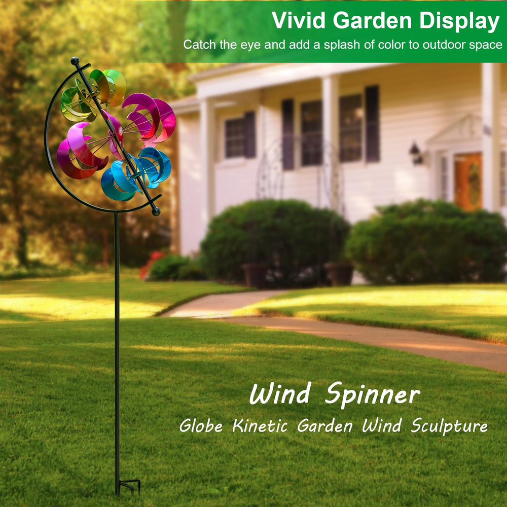XPSCOCO wind spinner with thickened metal stake installed in garden