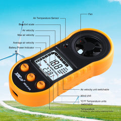 XRCLIF Wind Speed Meter handheld with yellow casing