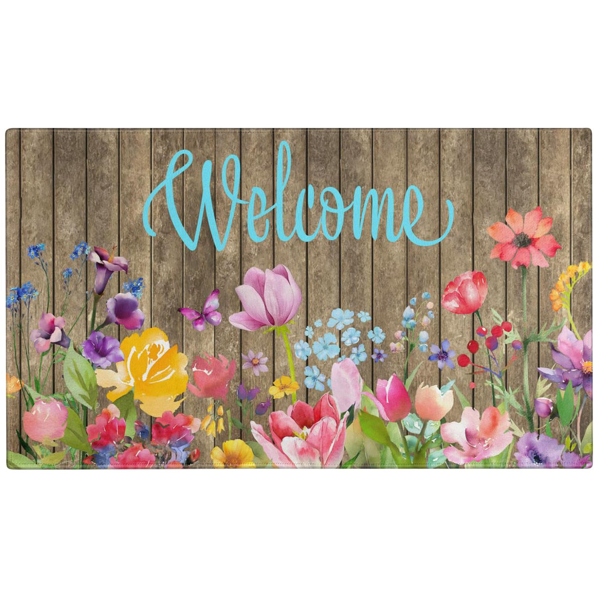 Xsinufn 30x17 floral welcome mat front view