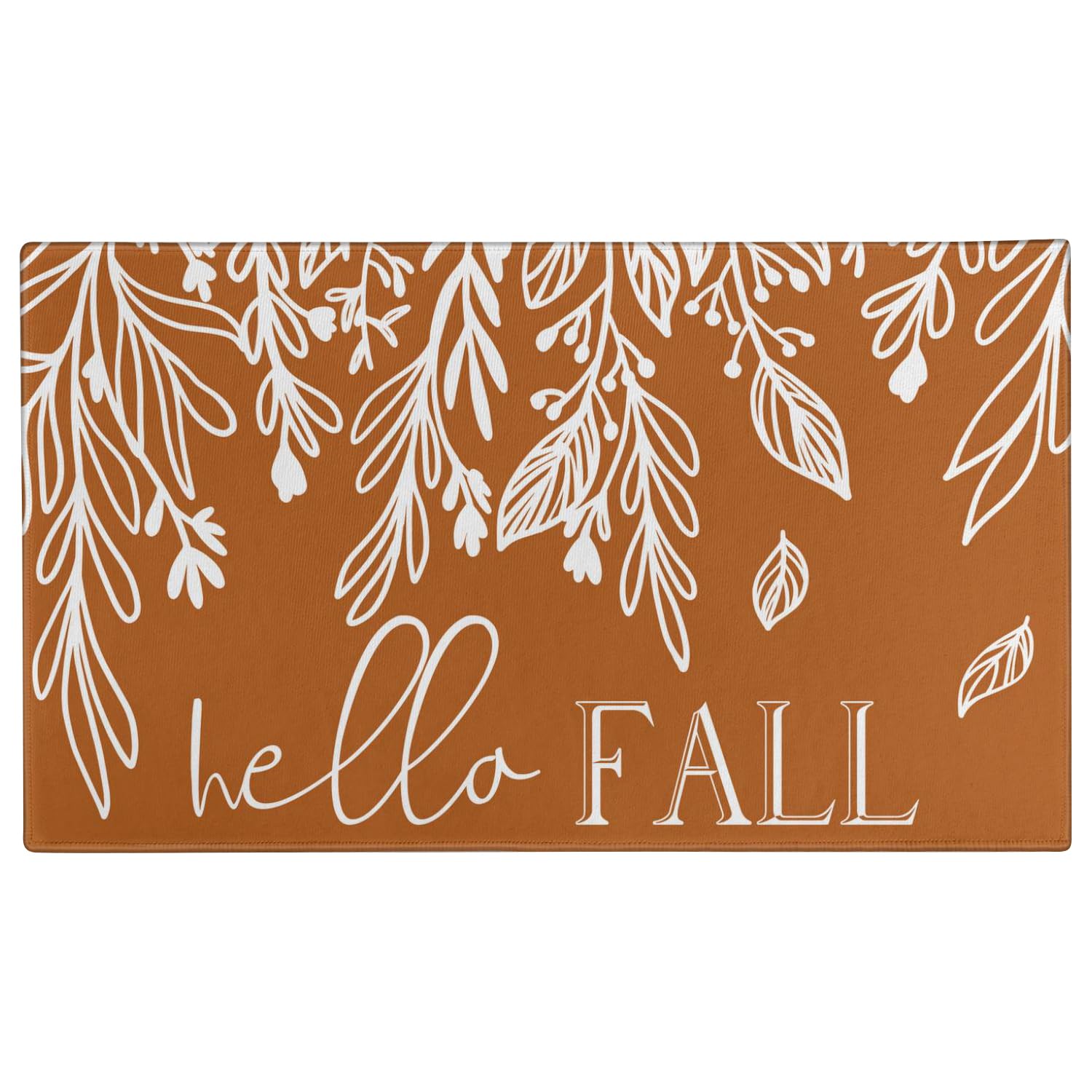 Xsinufn Fall Door Mat front view with pumpkin leaf design